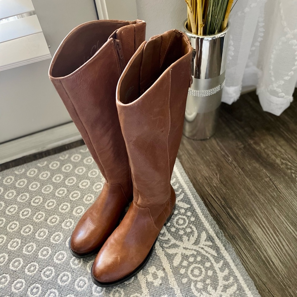 Arturo Chiang Brown Leather Riding Knee High Boots Size 6
